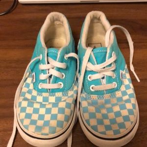 White and blue checkered vans